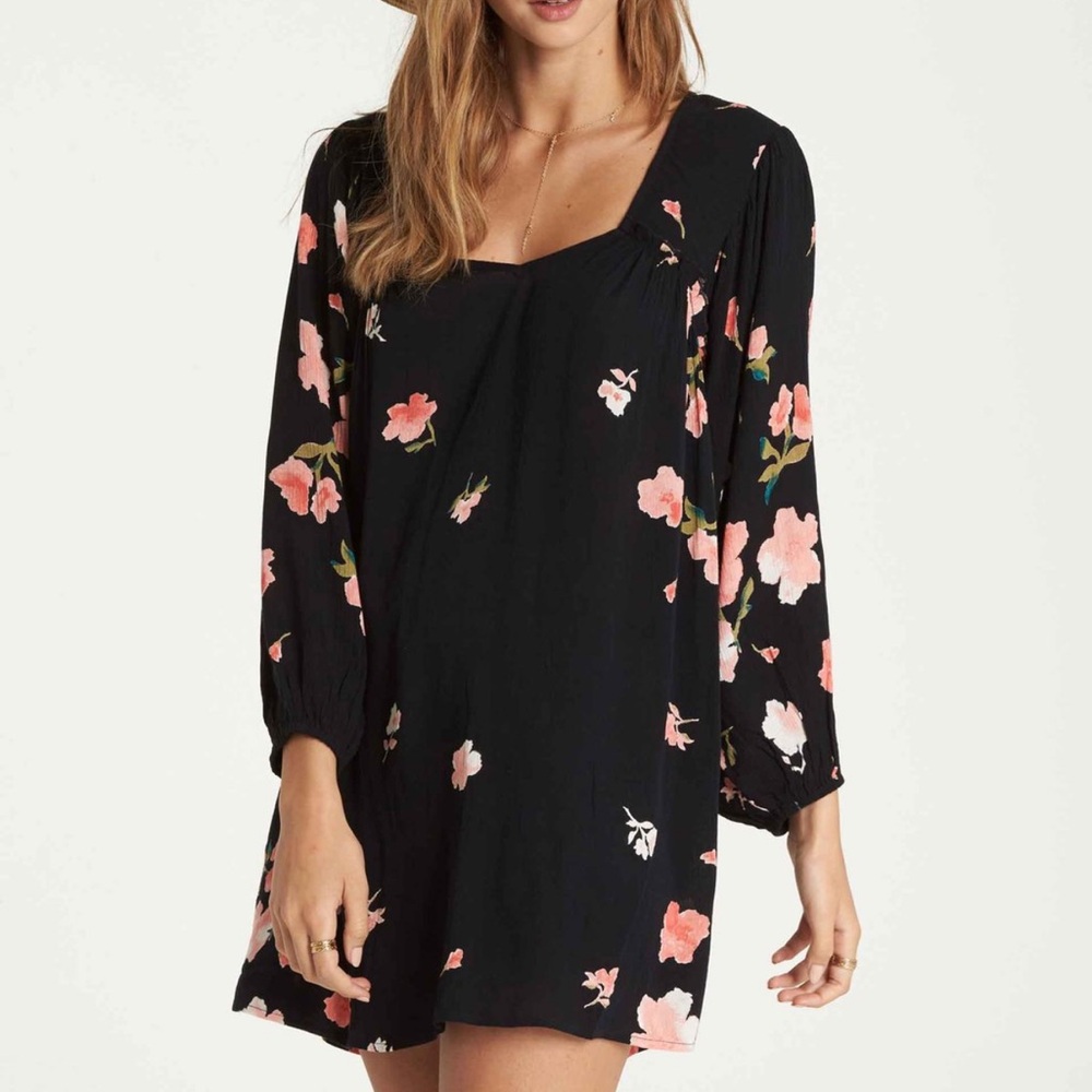 Billabong Black Floral Mini Dress - Picture 6 of 12
